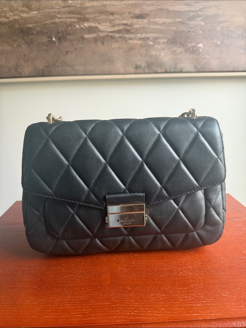 kate spade Black Quilted Shoulder Bag with Gold Hardware